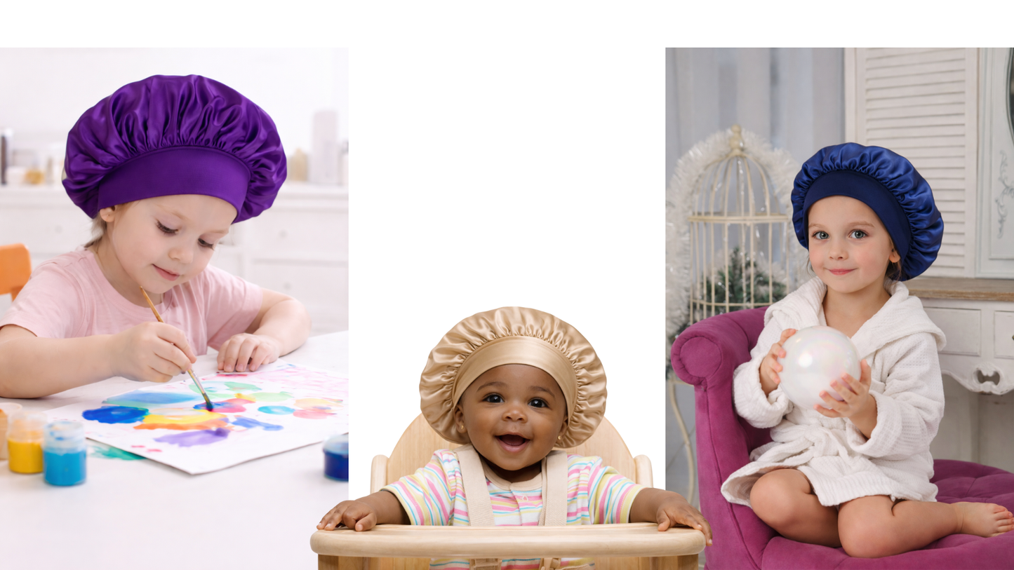 OkapiGlow™ Luxury Double-Layer Satin Baby Sleep Bonnet – Gentle Hair Protection