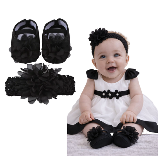Luxe Bloom Baby Shoe & Headband Set