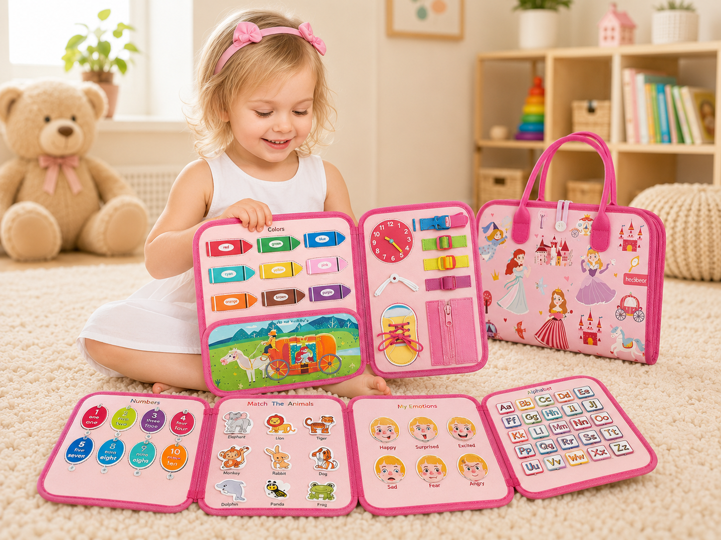 Juego de tablero y libro de actividades Montessori: juguetes educativos sensoriales para niños pequeños