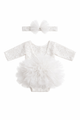Luxe Lace Baby Tutu Romper Set – Long Sleeve Bodysuit with Matching Headband