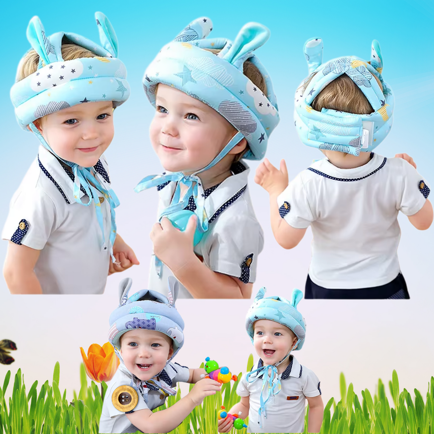 Casco de seguridad para bebés: protección ajustable para la cabeza para gatear y caminar