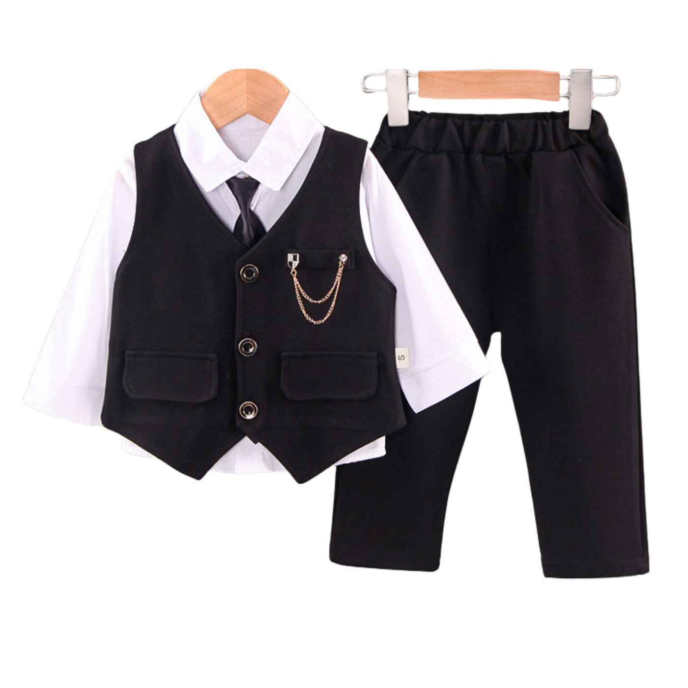 Little Gentleman 3-Piece Formal Suit Set – Vest, Shirt & Trousers (1–4 Years)