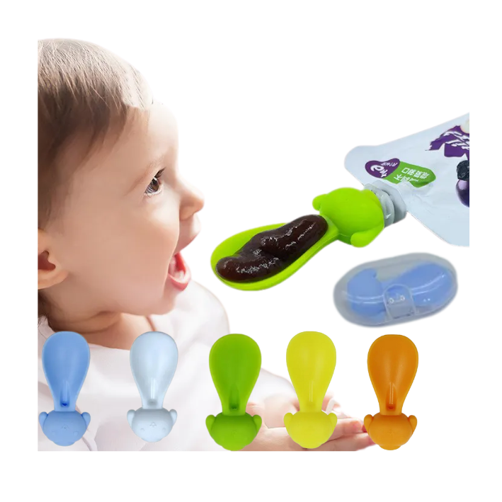 Bolsa de silicona para comida de bebé con cuchara exprimidora