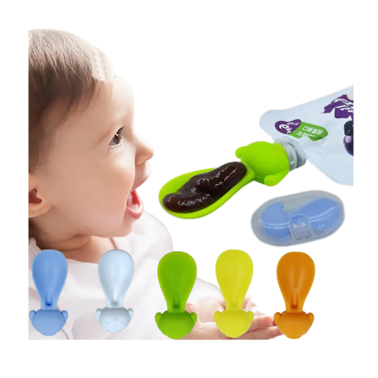 Bolsa de silicona para comida de bebé con cuchara exprimidora