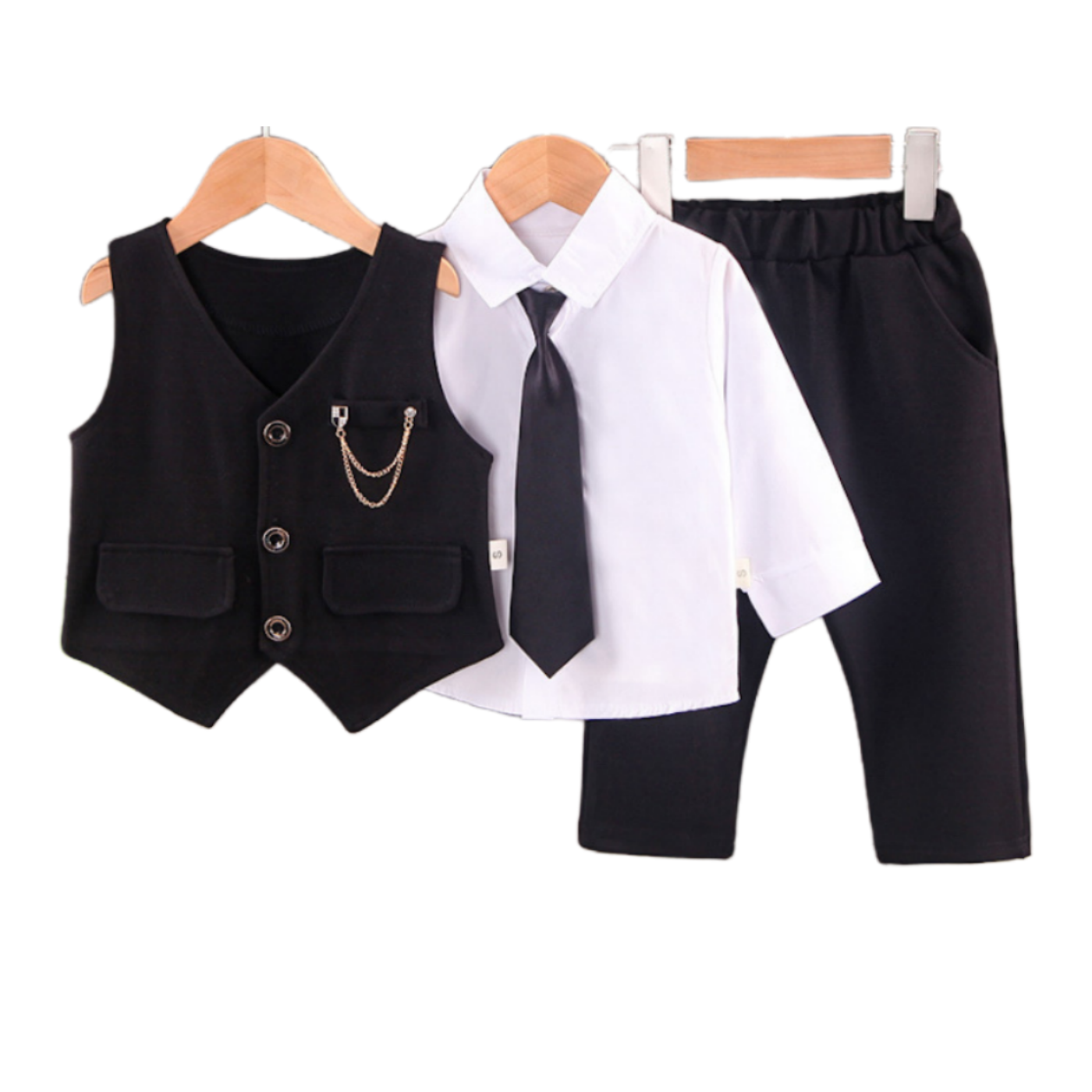 Little Gentleman 3-Piece Formal Suit Set – Vest, Shirt & Trousers (1–4 Years)