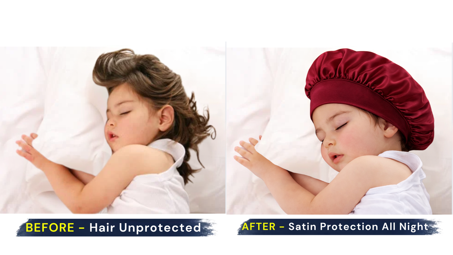 OkapiGlow™ Luxury Double-Layer Satin Baby Sleep Bonnet – Gentle Hair Protection