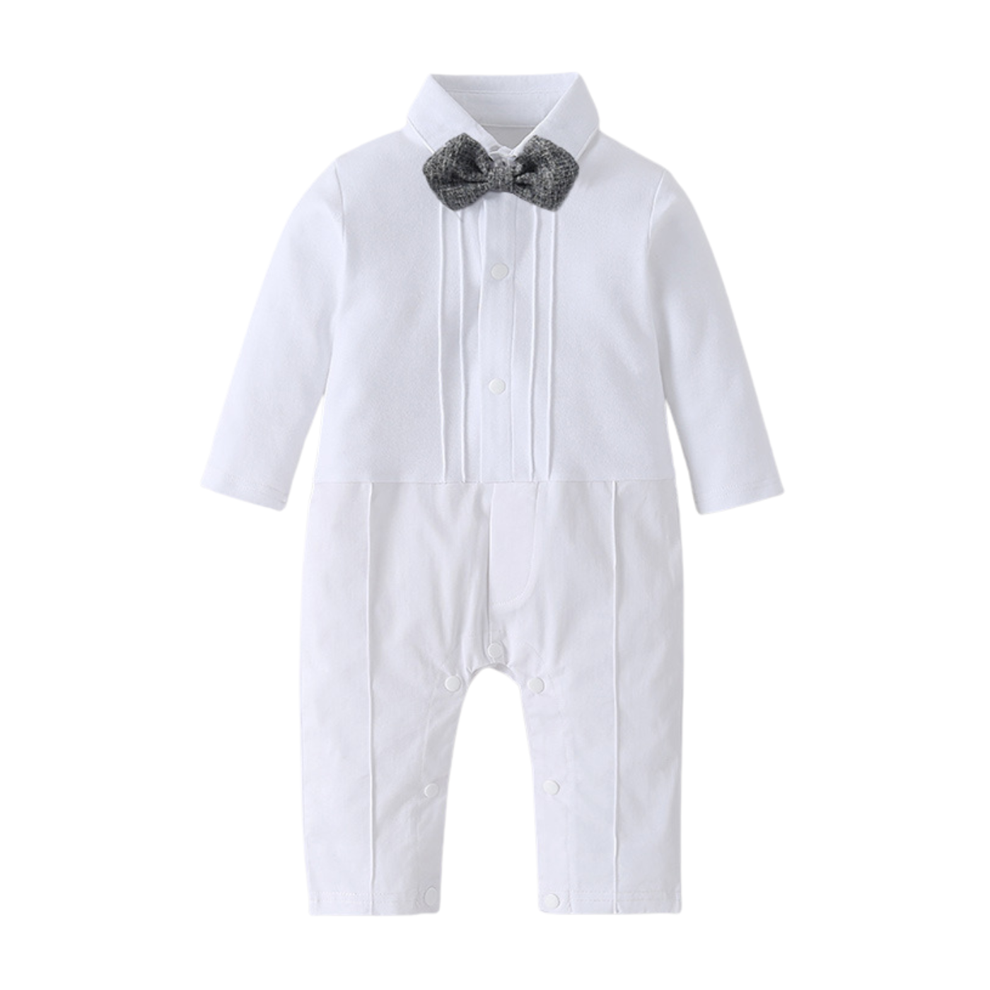 OkapiGlow Heirloom Baptism Romper Set – White Baby Formal Suit with Blazer (0–12 Months)
