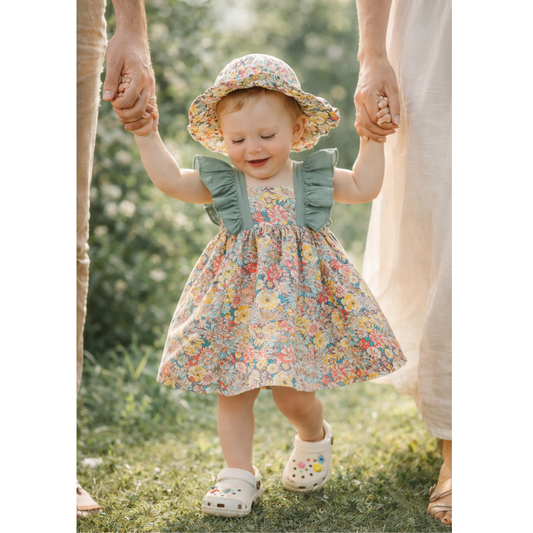 FloraBloom™ Baby Girl Dress & Sun Hat Set – Soft Cotton Summer Outfit