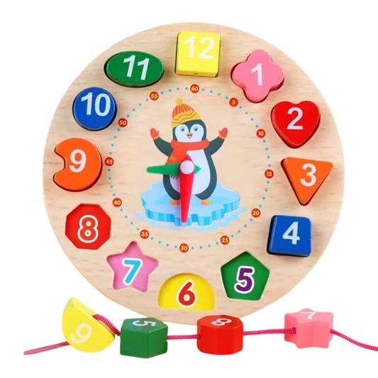 Montessori Wooden Clock Puzzle – Educational Toy for Kids