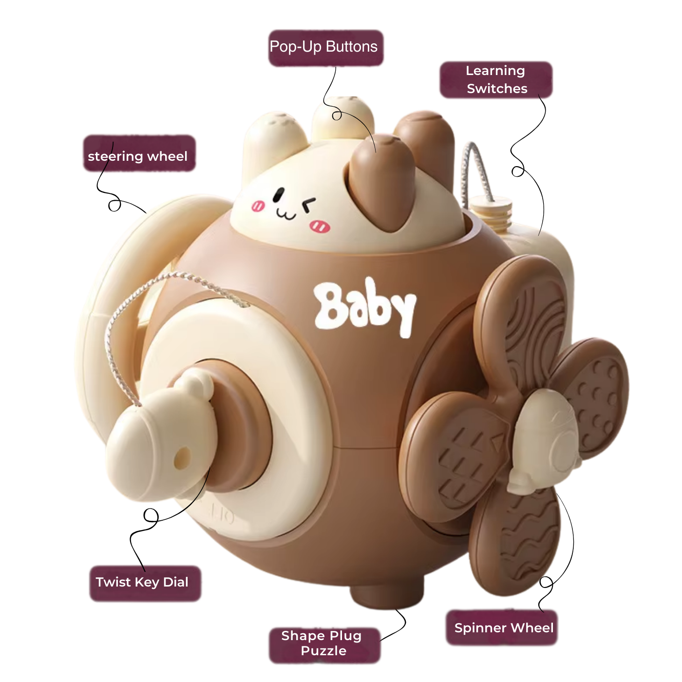 Pelota de actividades Montessori para bebés: juguete sensorial de aprendizaje temprano para niños de más de 12 meses