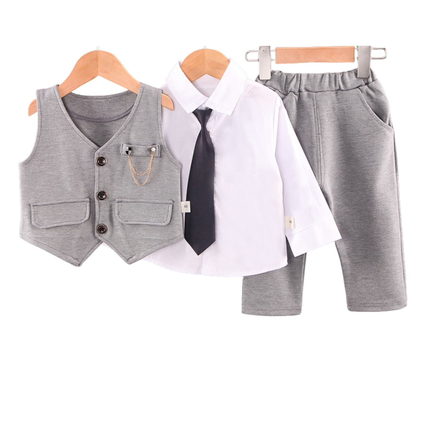 Little Gentleman 3-Piece Formal Suit Set – Vest, Shirt & Trousers (1–4 Years)