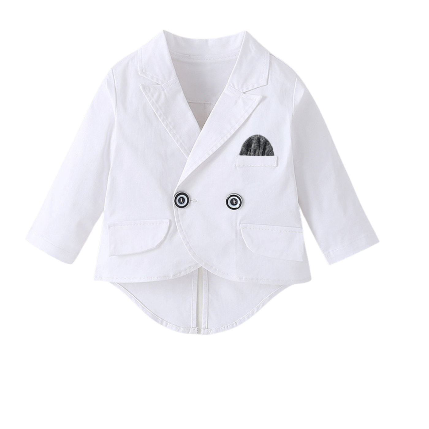 OkapiGlow Heirloom Baptism Romper Set – White Baby Formal Suit with Blazer (0–12 Months)