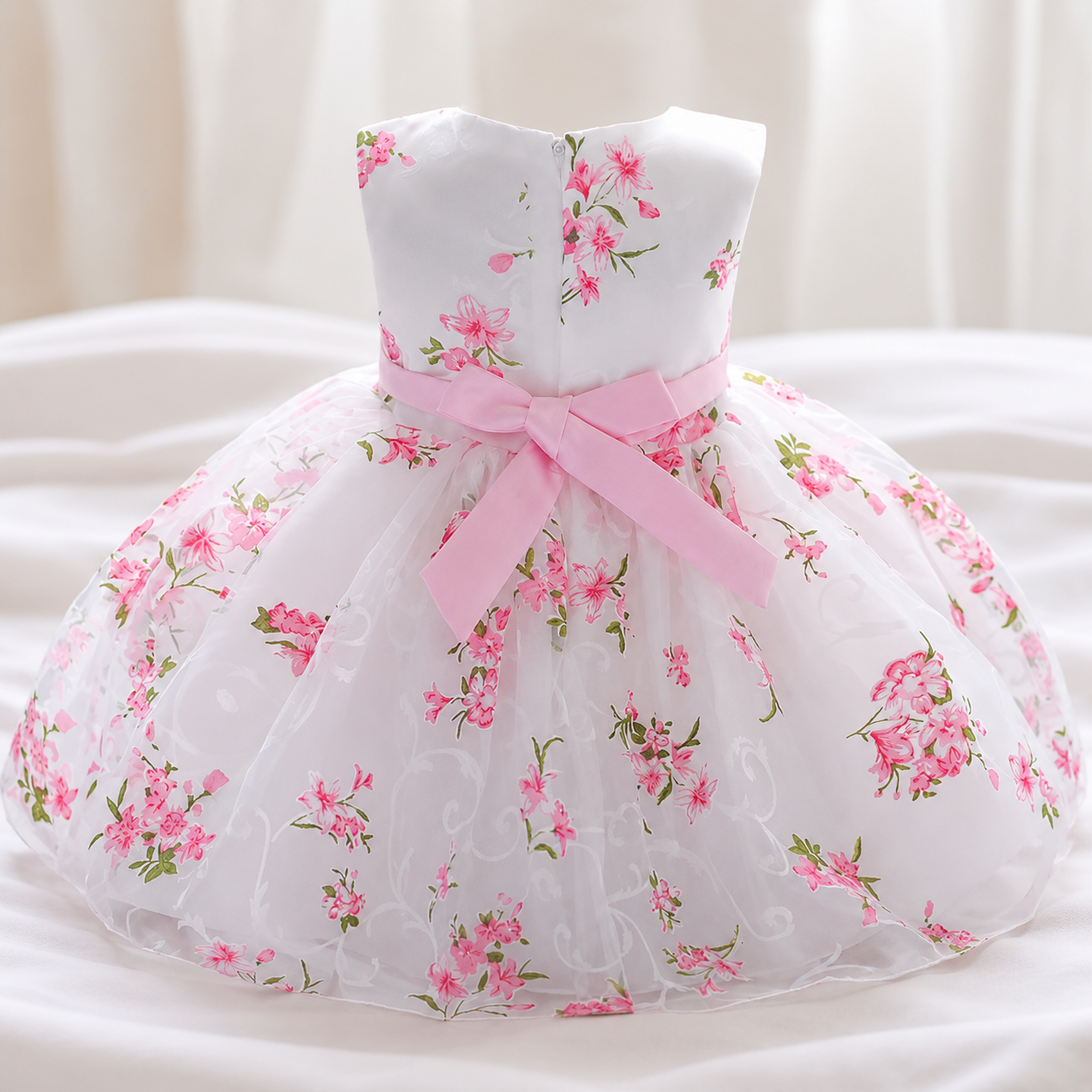 Blush Blossom Baby Party Dress – Floral Pink Occasion Dress