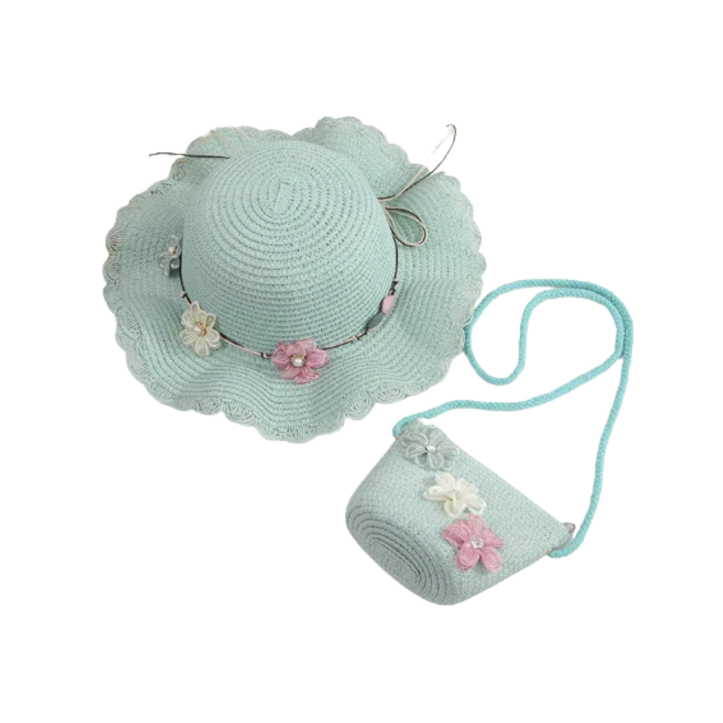 Conjunto Eco Bloom: sombrero de paja y bolso de mano para niñas
