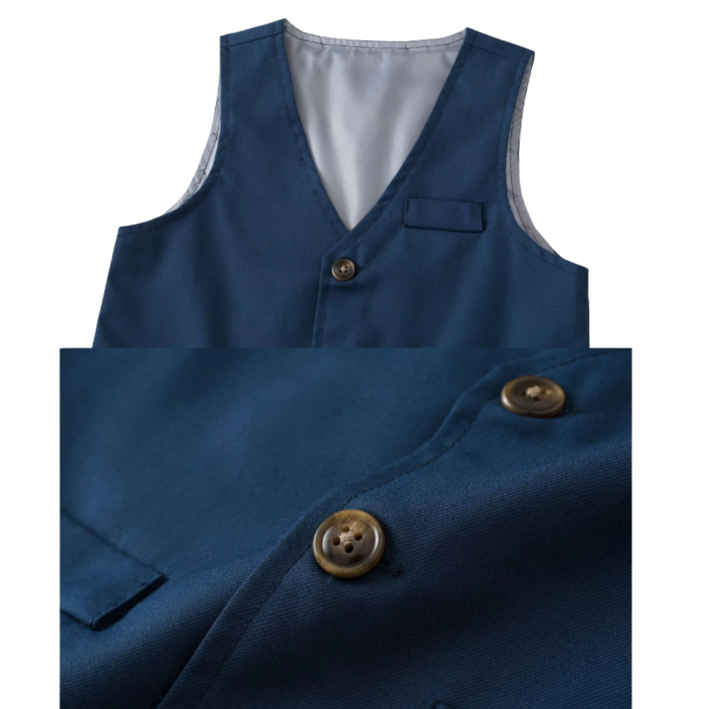 OkapiGlow Navy Bloom 3-Piece Gentleman Suit Set – Printed Shirt, Vest & Trousers (9M–4Y)