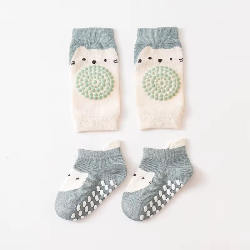SoftGrip Baby Crawling Knee Pads & Anti-Slip Socks Set