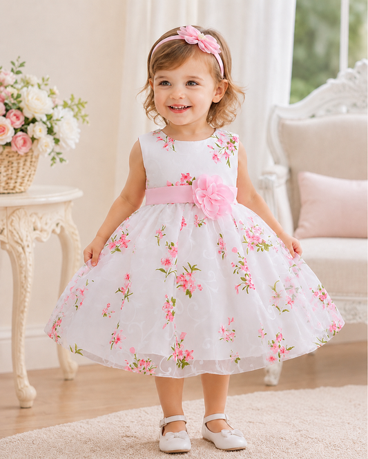 Blush Blossom Baby Party Dress – Floral Pink Occasion Dress