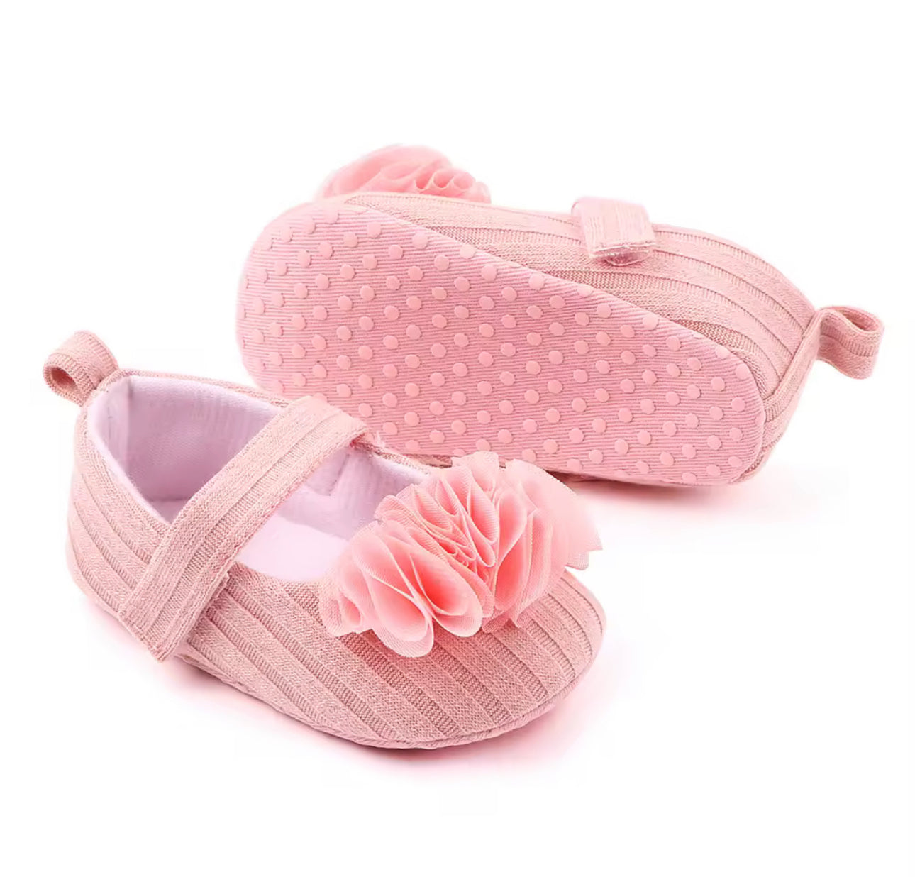 Floral Charm Baby Girl Shoes – Soft Sole Crochet Mary Jane Walkers (0–12 Months)