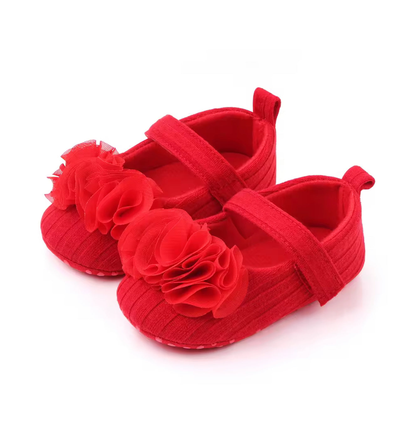 Floral Charm Baby Girl Shoes – Soft Sole Crochet Mary Jane Walkers (0–12 Months)