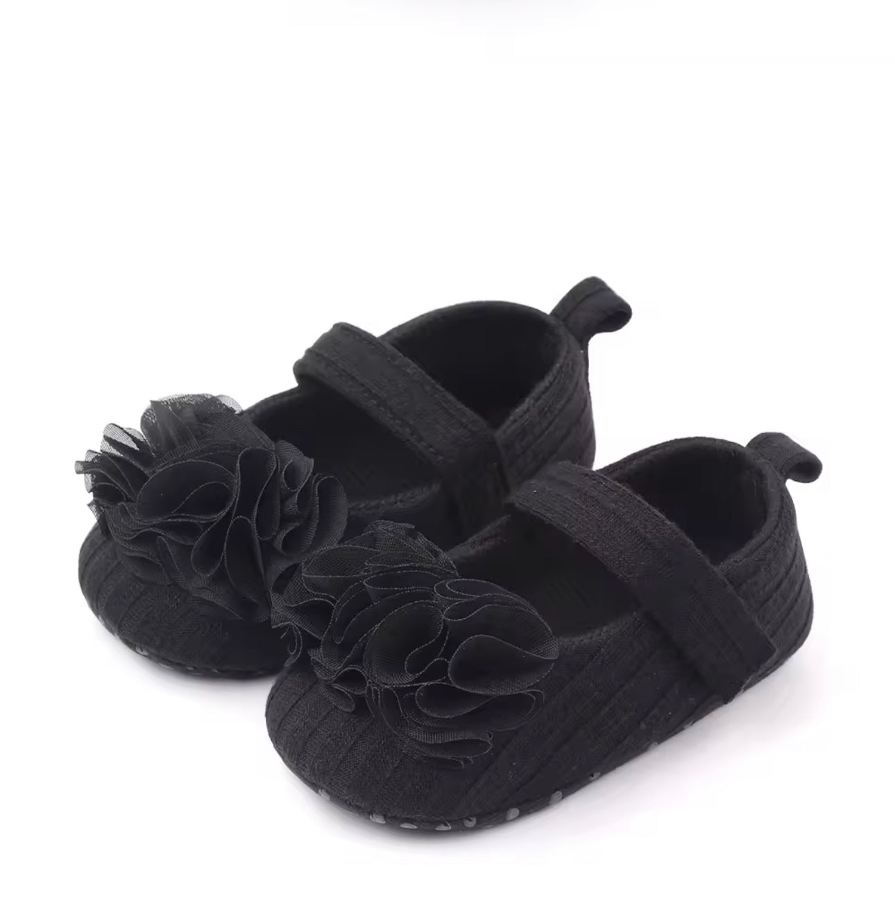 Floral Charm Baby Girl Shoes – Soft Sole Crochet Mary Jane Walkers (0–12 Months)