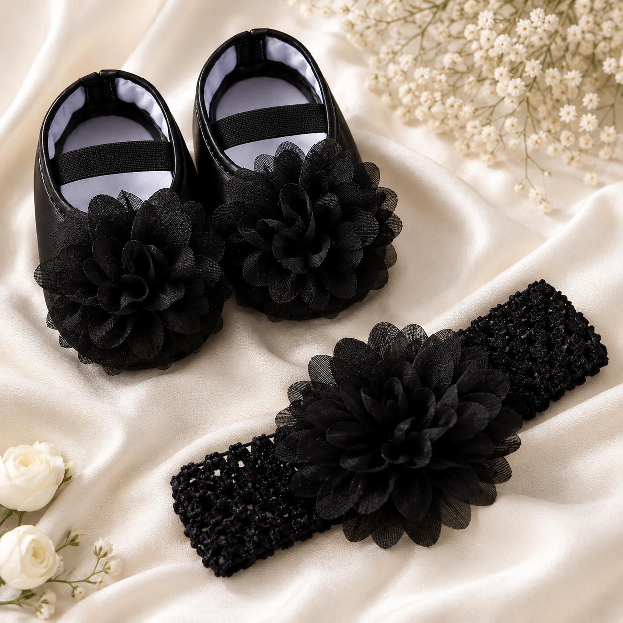 Luxe Bloom Baby Shoe & Headband Set