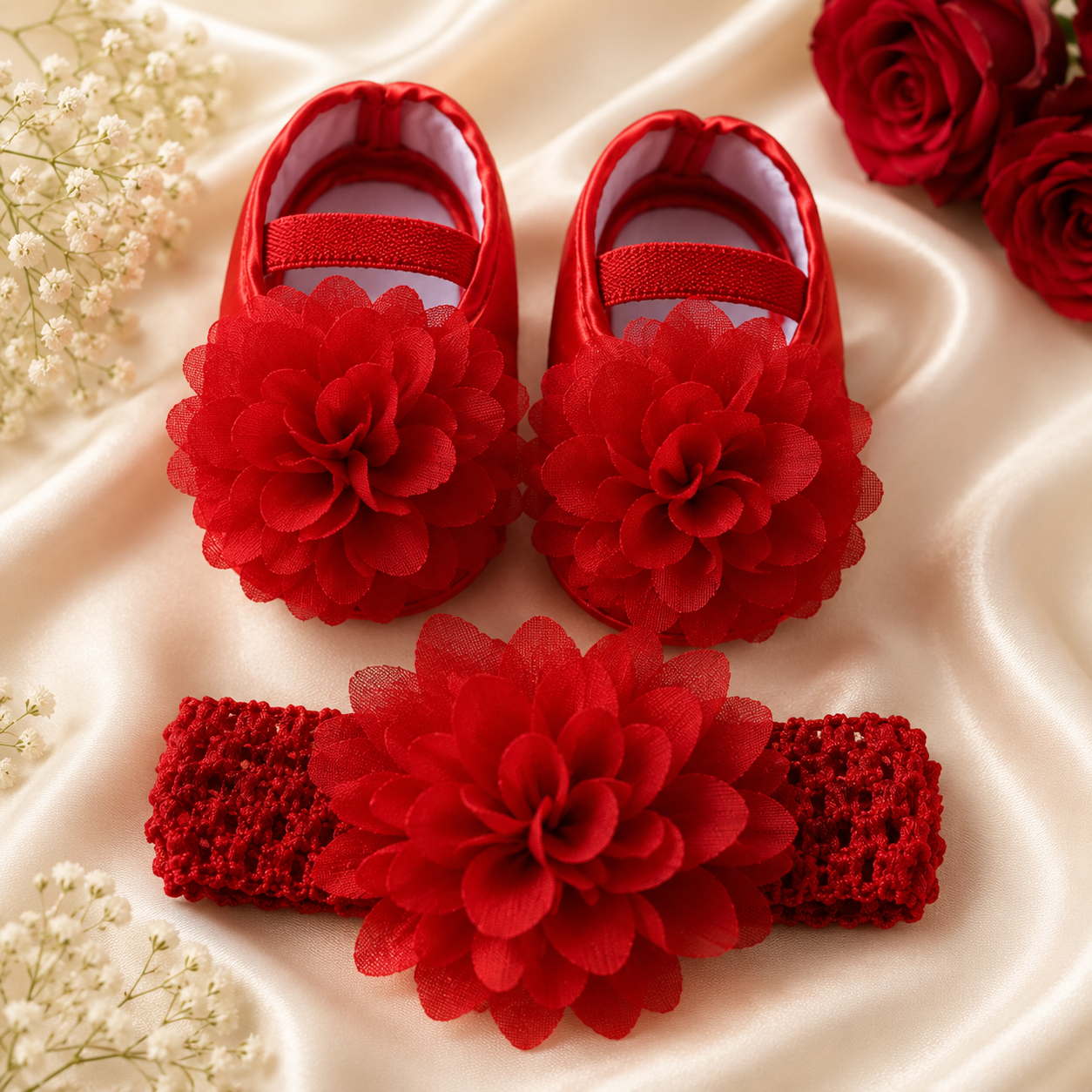 Luxe Bloom Baby Shoe & Headband Set