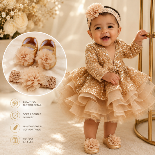 Luxe Bloom Baby Shoe & Headband Set