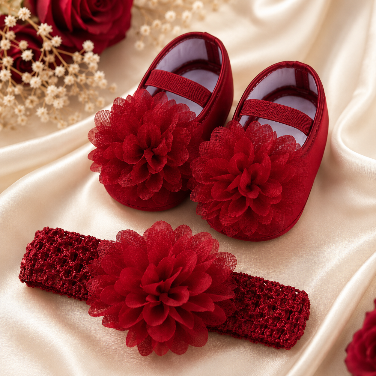 Luxe Bloom Baby Shoe & Headband Set