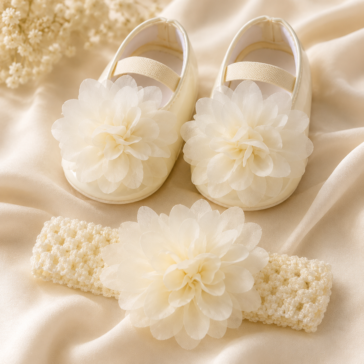 Luxe Bloom Baby Shoe & Headband Set